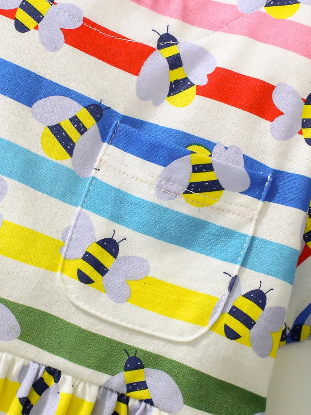 Children's Striped Bee Print Casual Dress, image 4