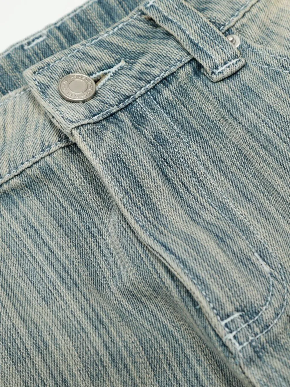 Men's Washed Pinstripe Wide Leg Jeans, image 11