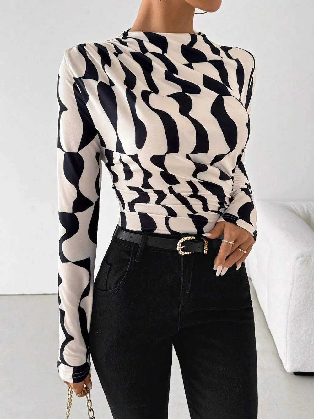 Printed Long Sleeve Blouse, image 3