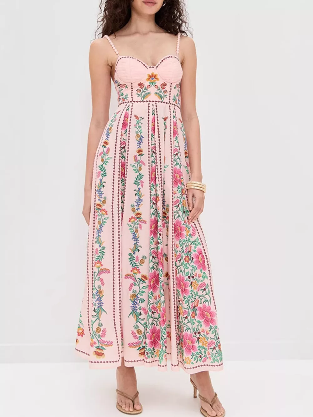 Floral Print Sweetheart Neck Dress, image 3