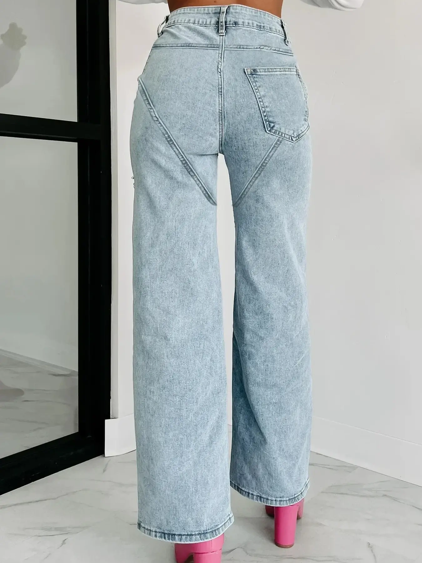 High Waist Cut-Out Wide Leg Jeans, image 3