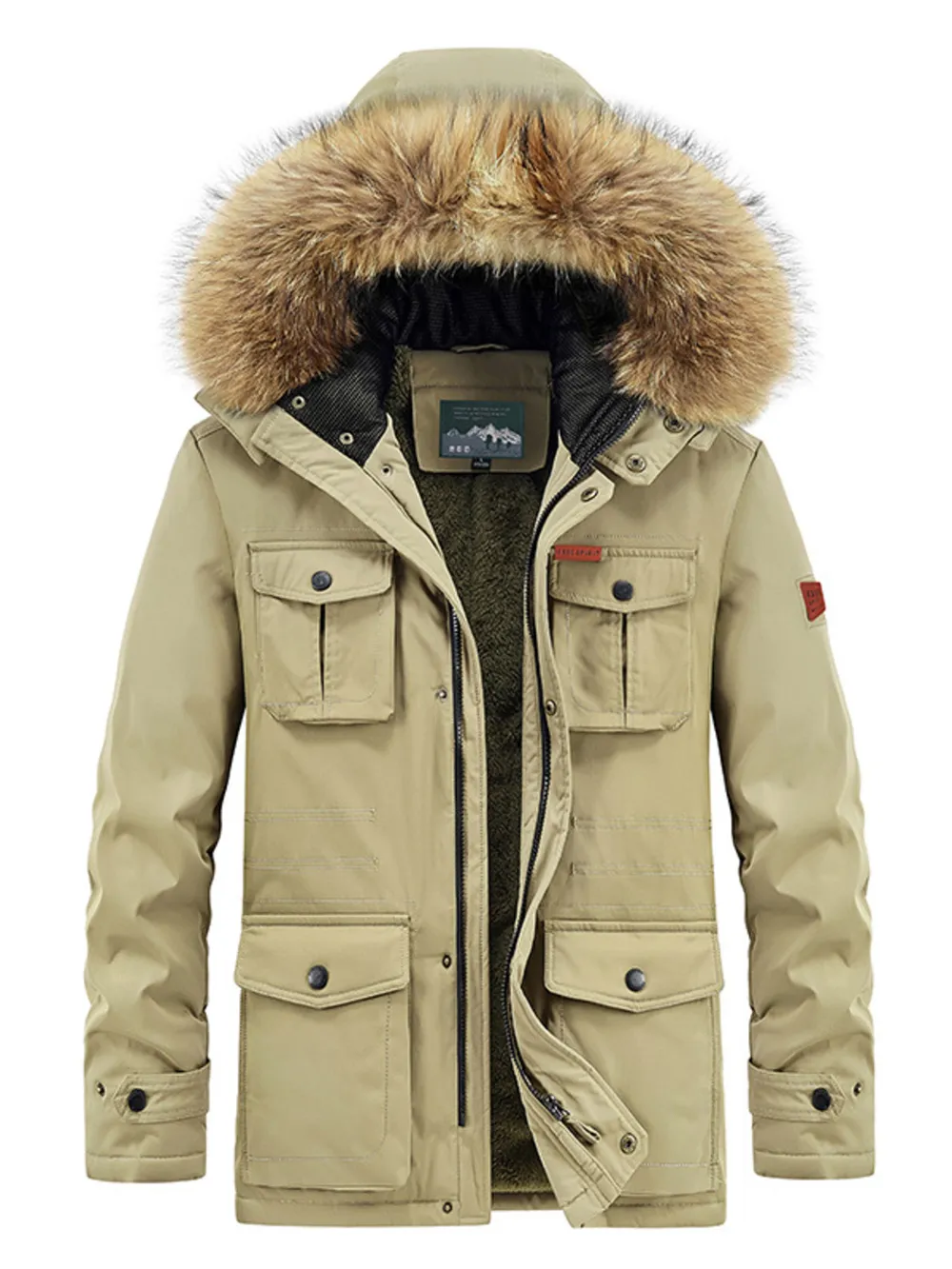 Men's Plus Size Fur Hooded Warm Winter Coat, image 2