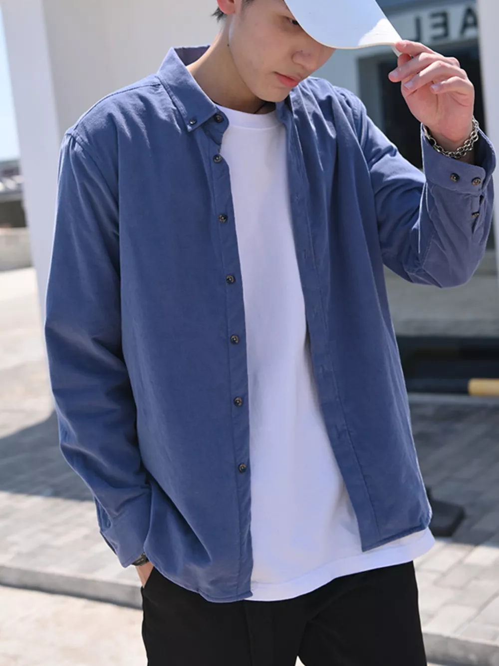 Men's Full Size Casual Corduroy Long Sleeve Shirt Plus Size, image 8