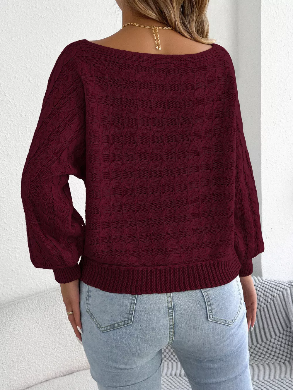 Cable Knit Boat Neck Sweater, image 20