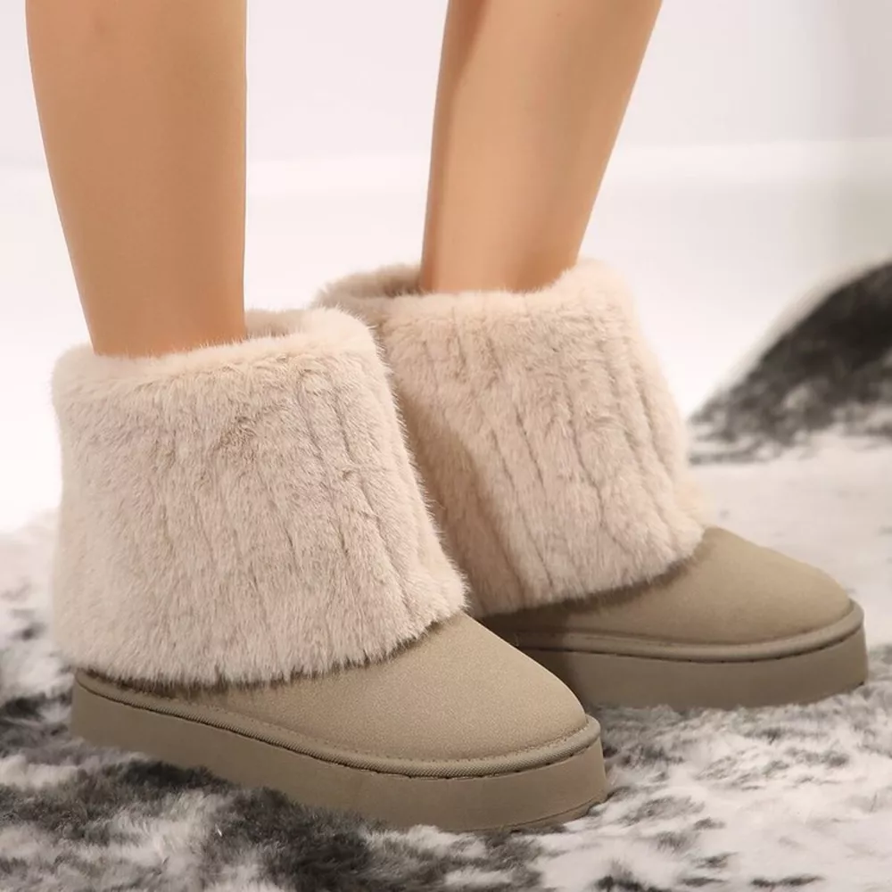 Fuzzy Round Toe Platform Boots, image 9