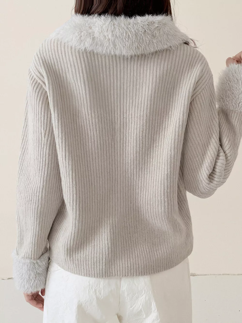 Fluffy Trim Zip-Up Cardigan, image 20