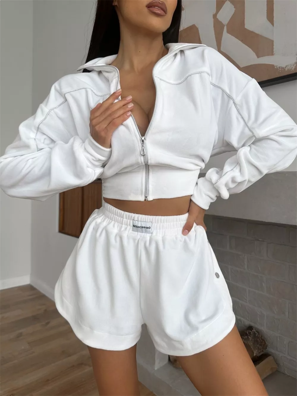 Zip-Up Outerwear and Shorts Set, image 24