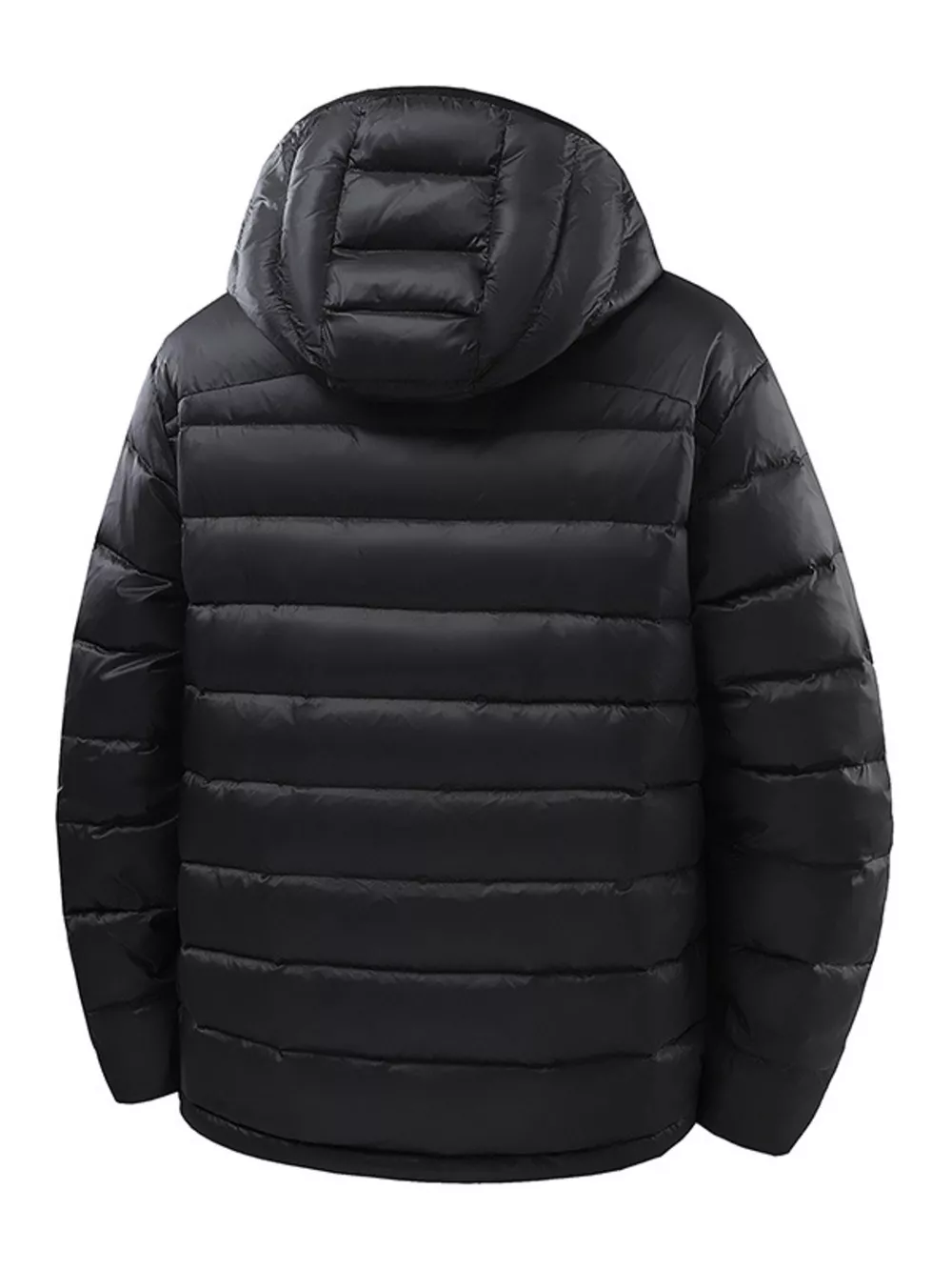 Men's Plus Size Zip Up Hooded Contrast Puffer Jacket, image 3