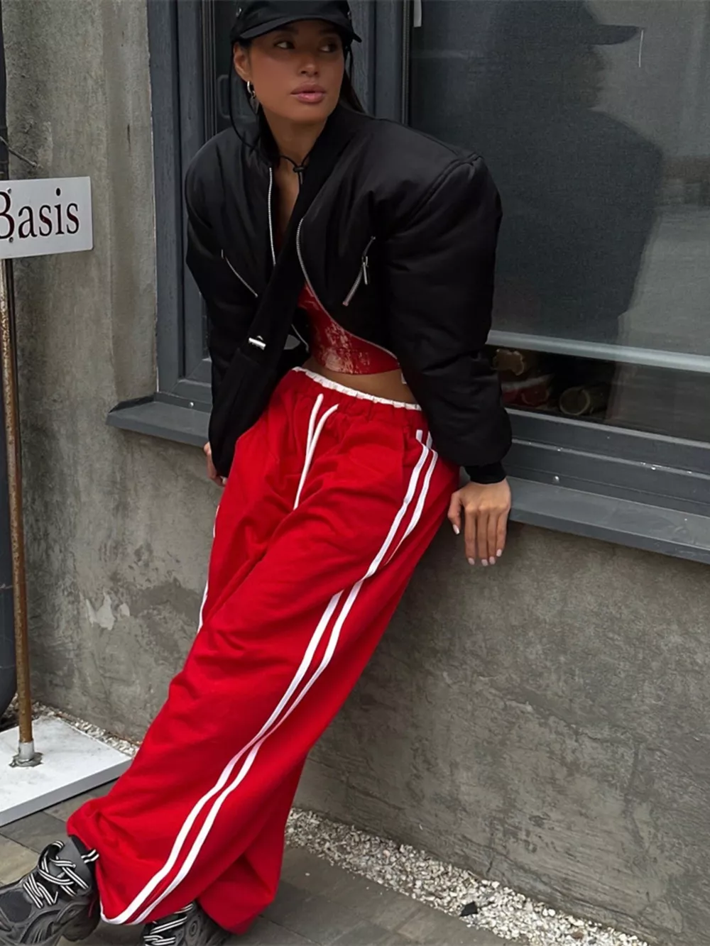 Side Stripes High-Waisted Wide-Leg Sweatpants, image 6