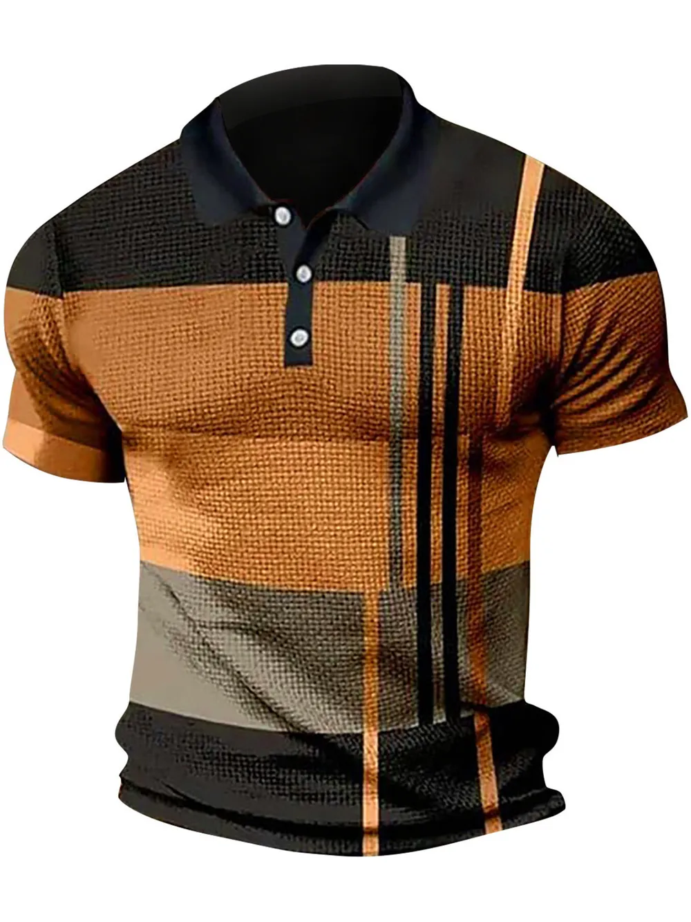 Men's Full Size Color Block Short Sleeve Polo Shirt Plus Size, image 7