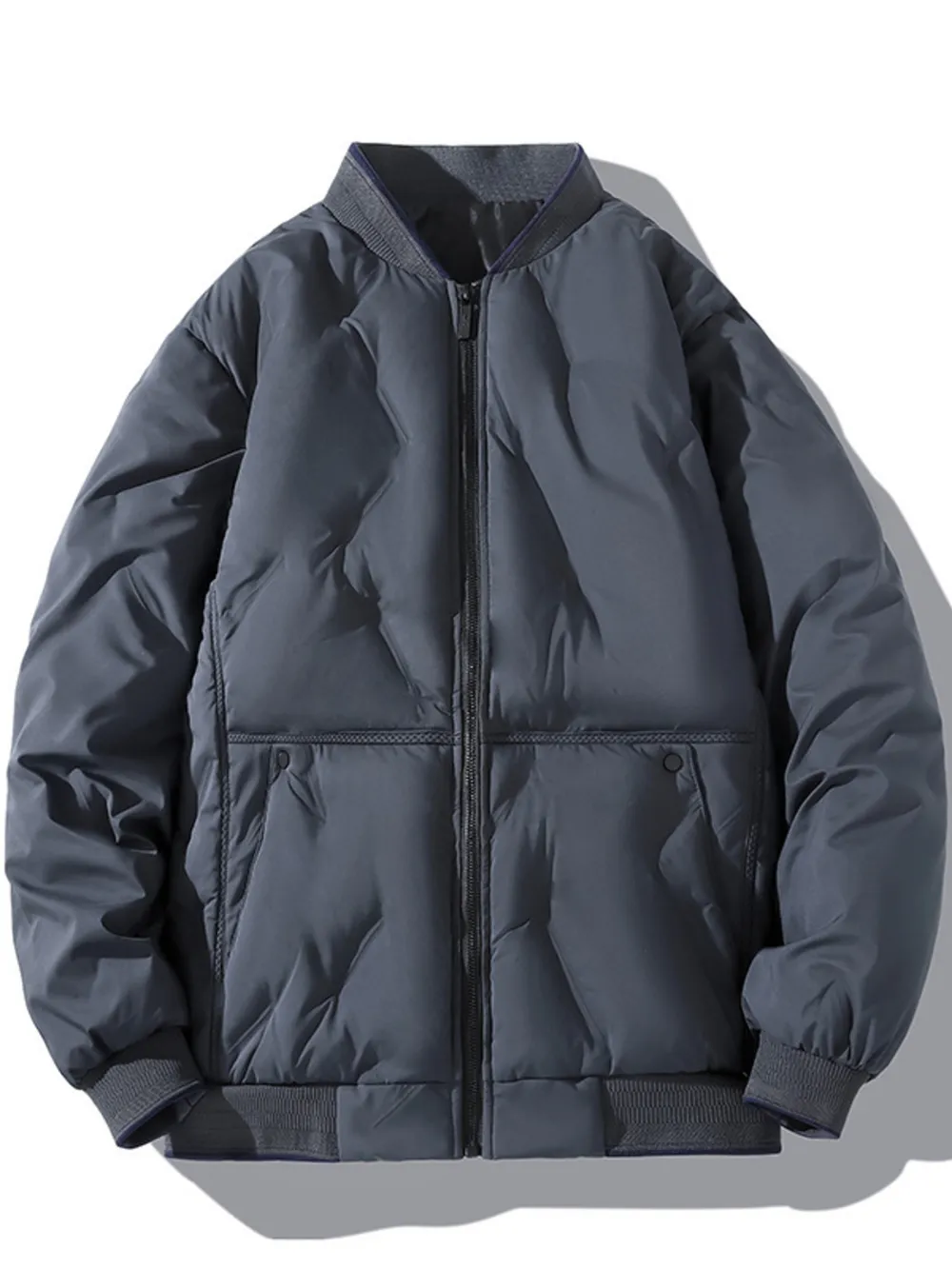 Men's Plus Size Quilted Zip Up Jacket, image 6