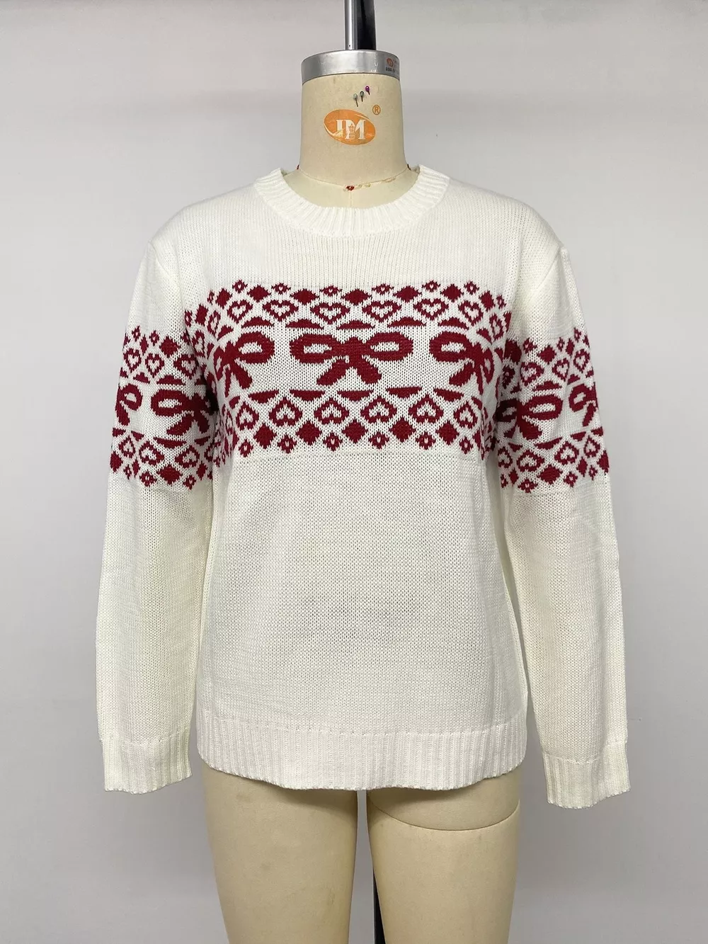 Bow Pattern Long Sleeve Christmas Sweater, image 11