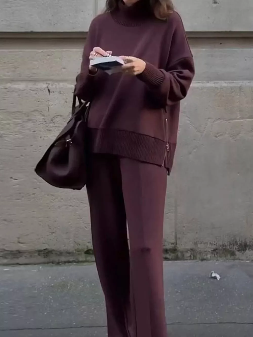 Dropped Shoulder Sweatshirt and Wide-Leg Pants Set, image 2