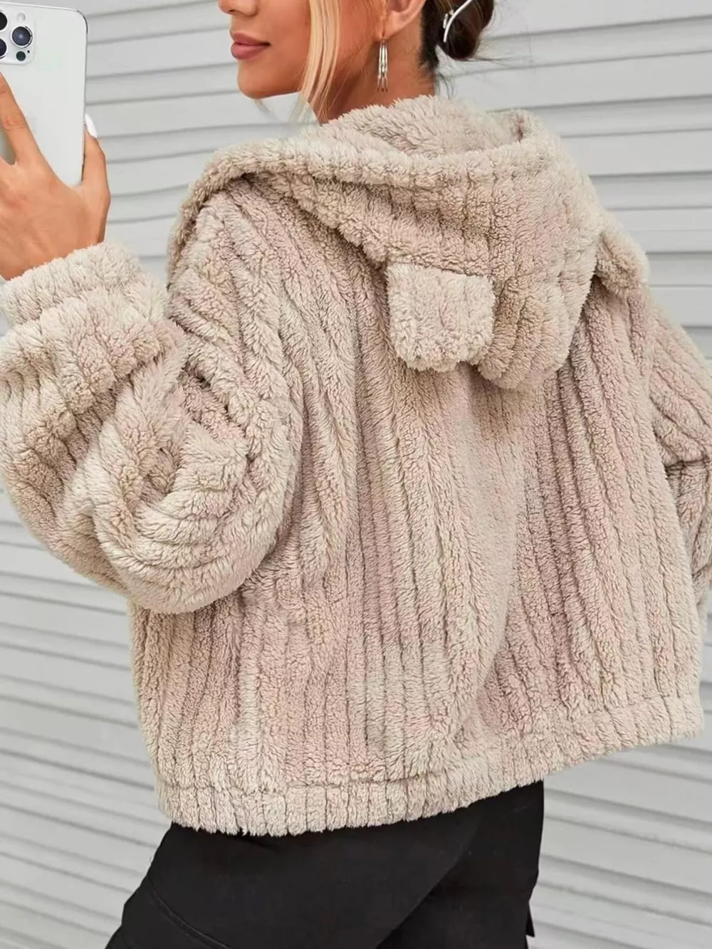 Teddy Bear Ear Hooded Fleece Outerwear, image 9