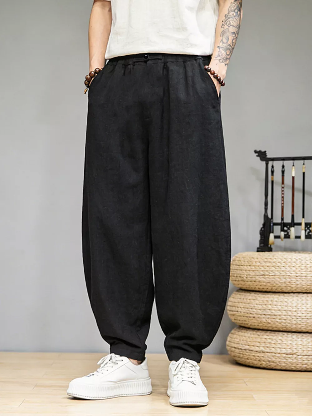 Men's Plus Size Loose Fit Pants with Pockets, image 3
