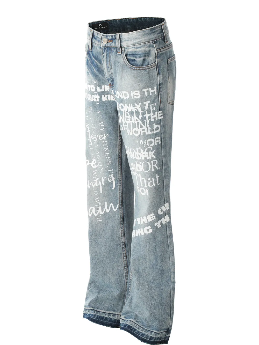 Men's Graffiti Text Print Straight Leg Jeans, image 2