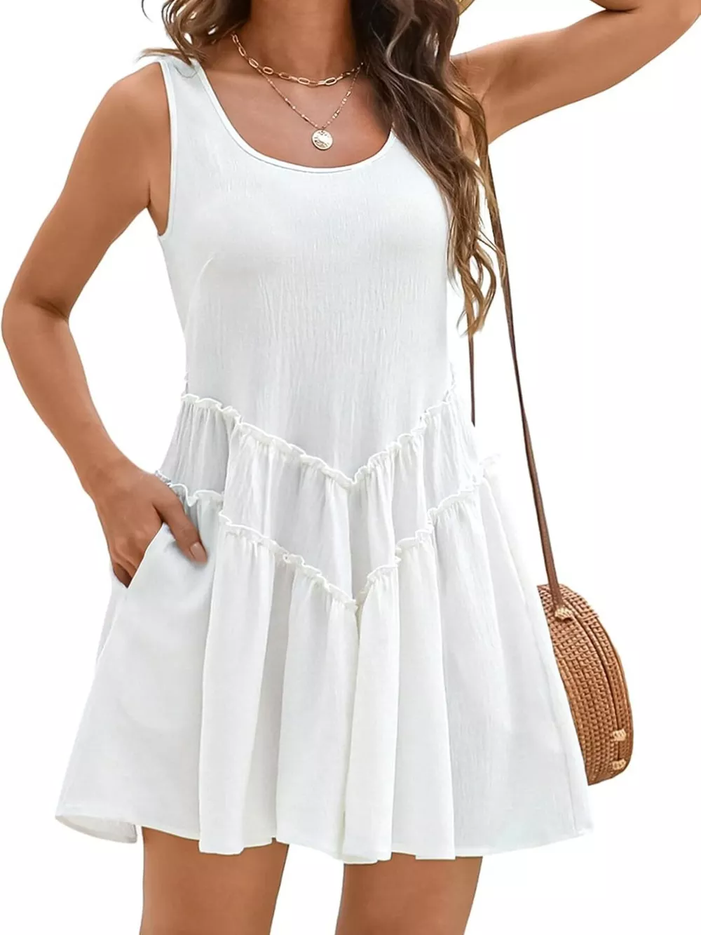 Round Neck Sleeveless Mini Dress, image 2