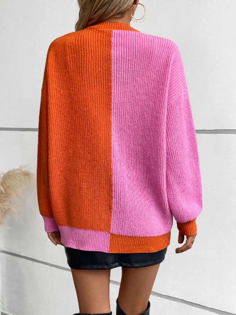 Color Block Open Front Knit Cardigan, image 9