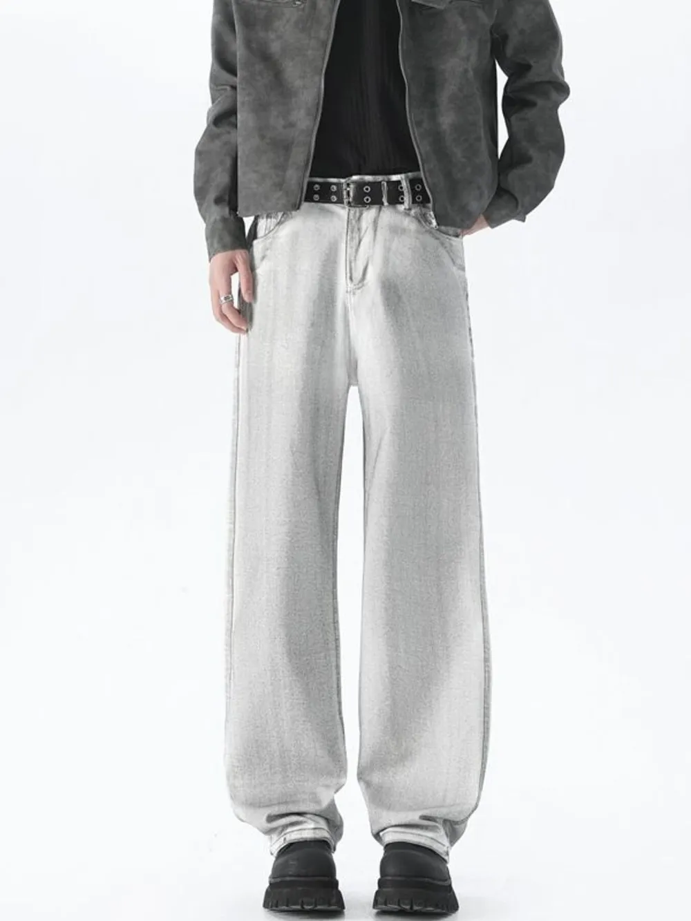 Men's Plus Size Wide Leg High Waisted Jeans, image 7