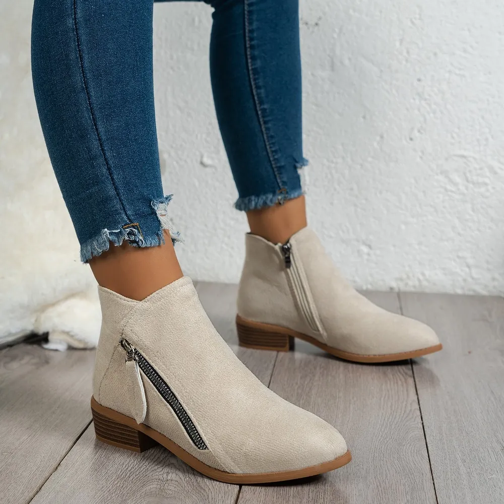 Side Zip Ankle Boots with Block Heel, image 11