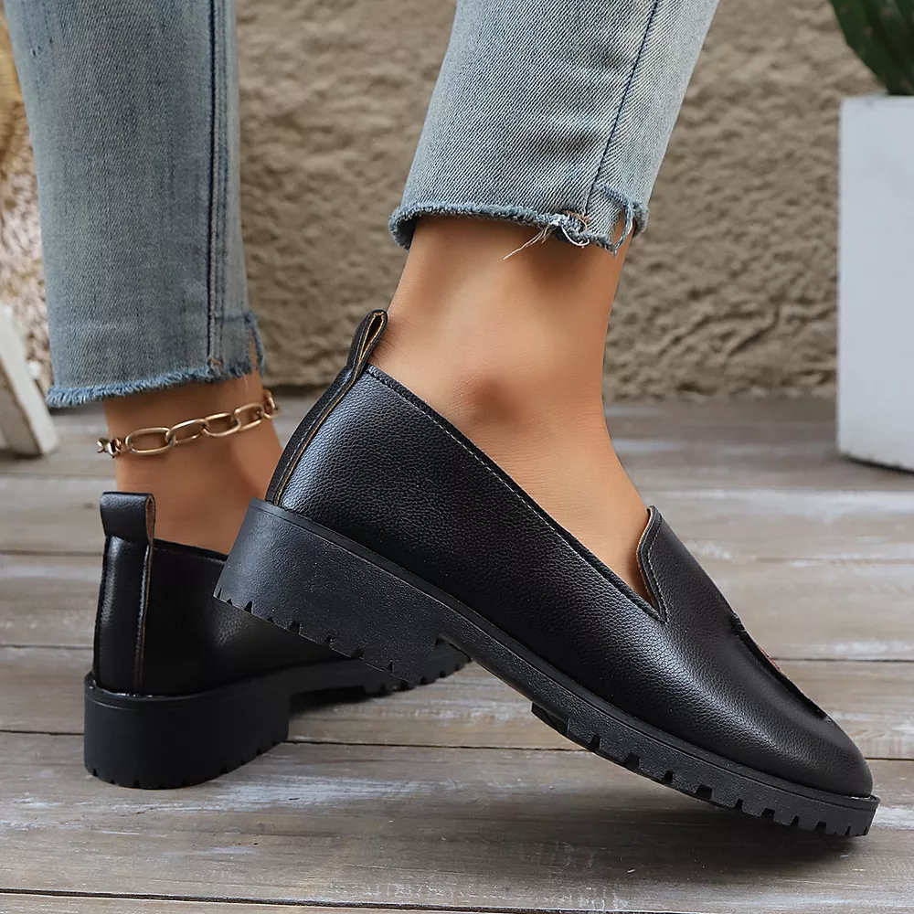 Round Toe Block Heels Loafers, image 4