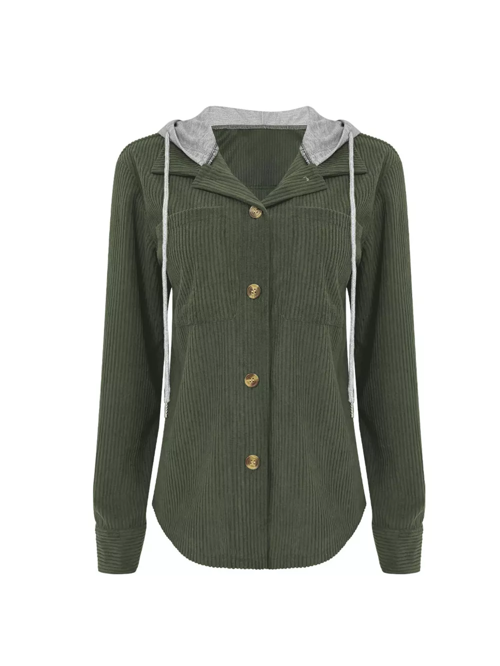 Hooded Corduroy Button-Down Jacket, image 15