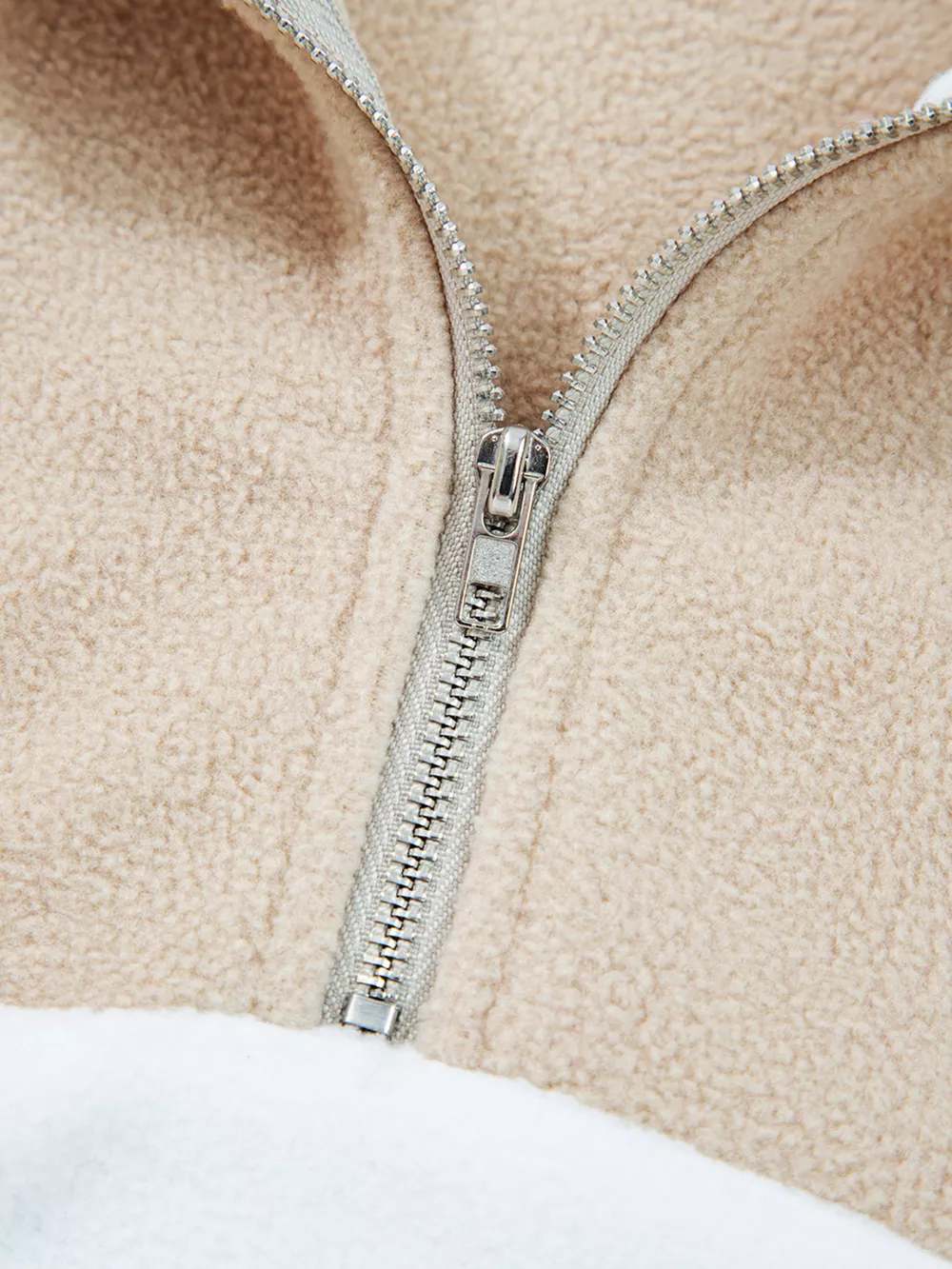 Fleece Colorblock Patchwork Zipped Neck Pullover Sweatshirt, image 10