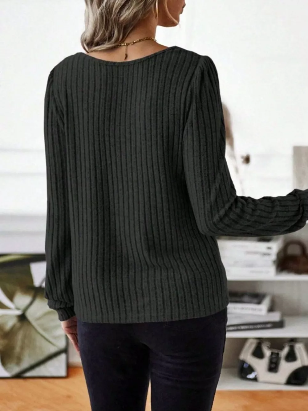 Ribbed Knit Long Sleeve T-Shirt, image 26
