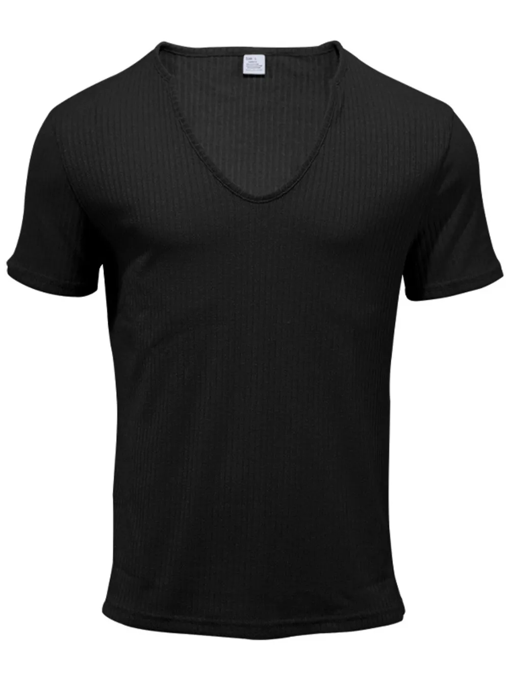 Men's Full Size Ribbed V-Neck T-Shirt Plus Size, image 8