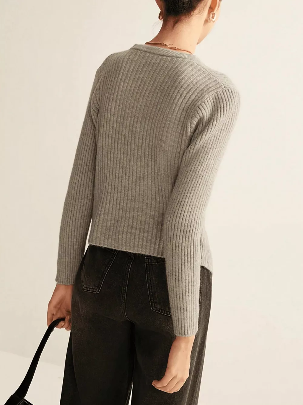 Ribbed Knit Button-Down Cardigan, image 3