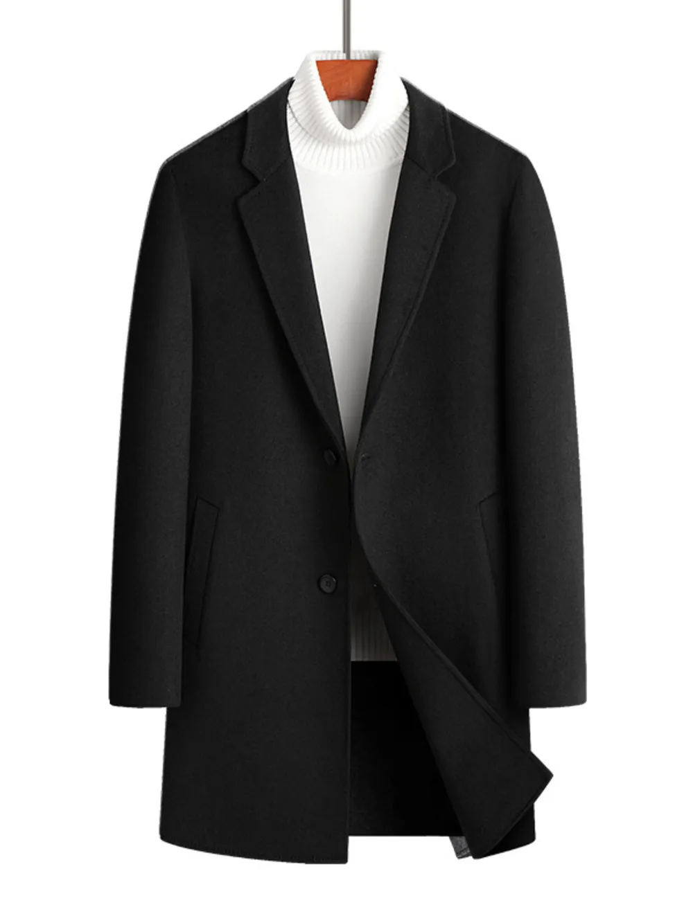 Men's Plus Size Button Up Long Sleeve Coat