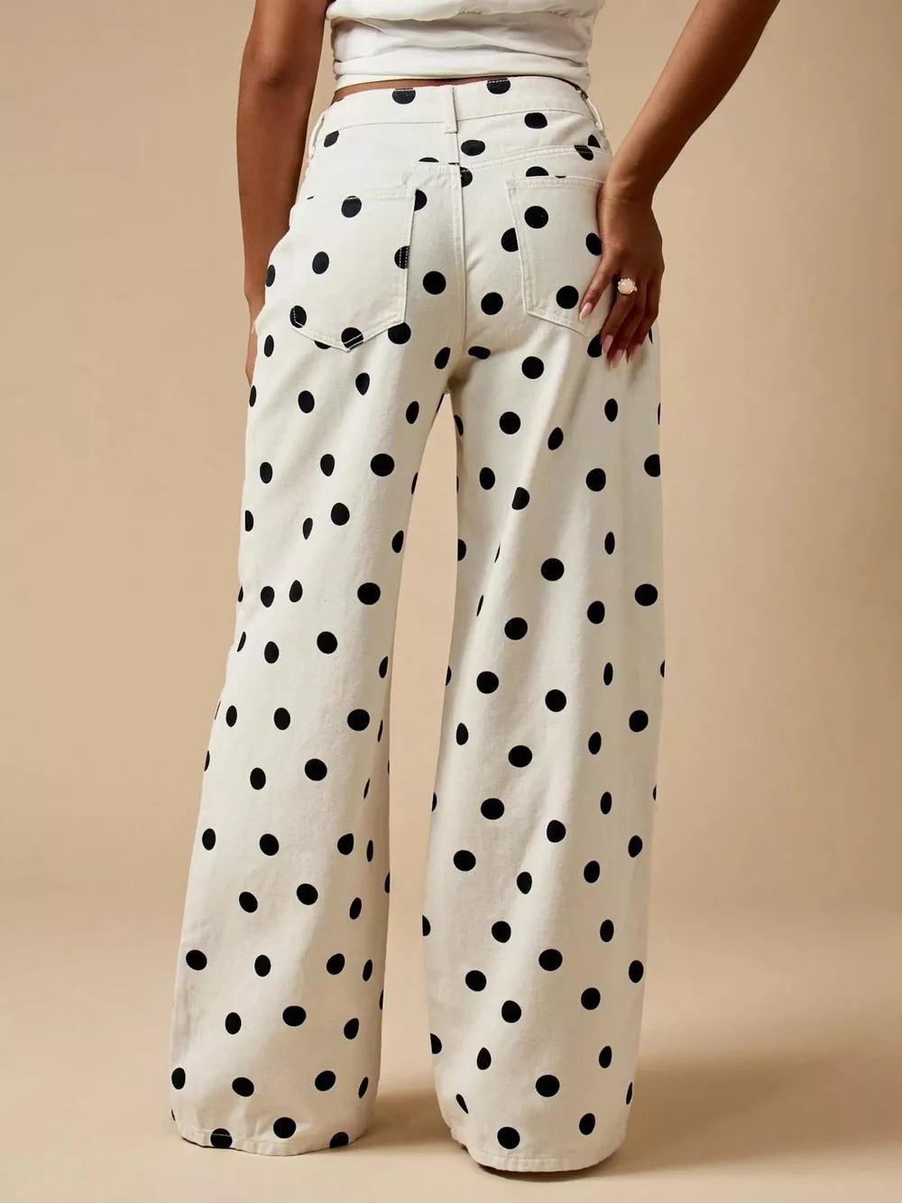 Polka Dot Wide-Leg Jeans, image 3