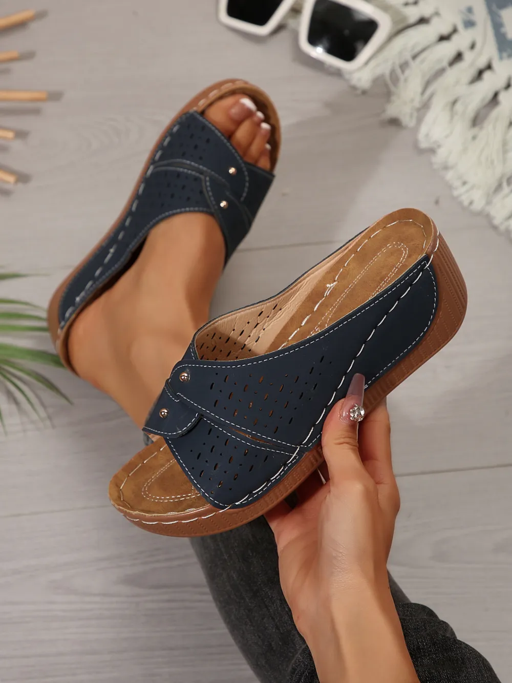 Hollow Out Wedge Comfort Sandals, image 8