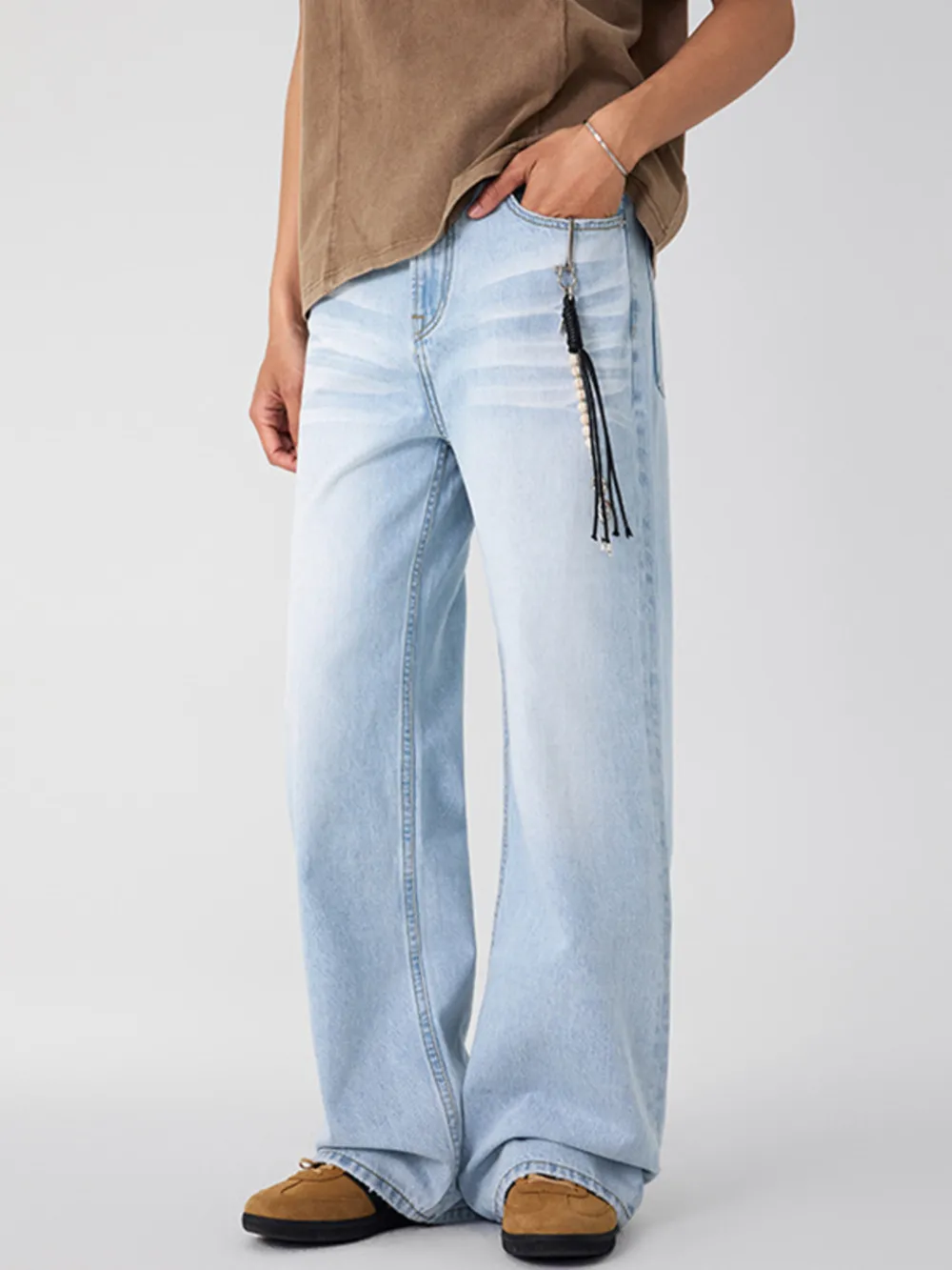 Men's Wash Wide Leg Jeans, image 3