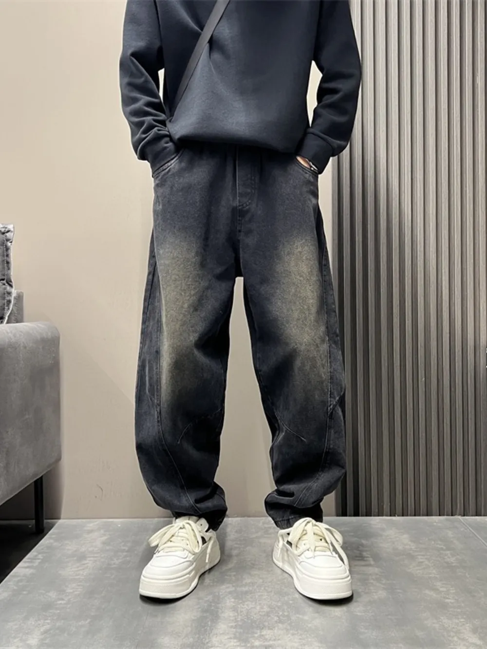 Men's Full Size Wash Loose Fit Jeans Plus Size