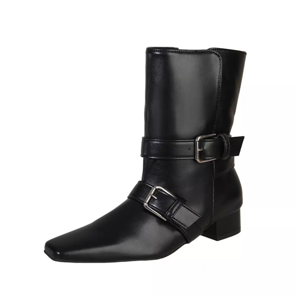 Square Toe Block Heels Boots