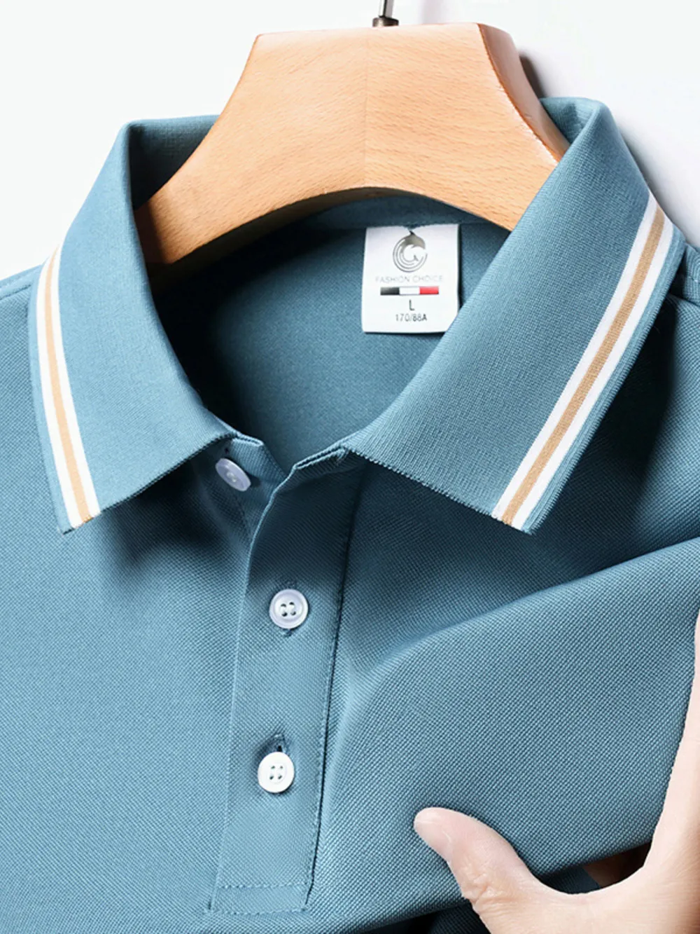 Men's Plus Size Classic Striped Collar Polo Shirt, image 5