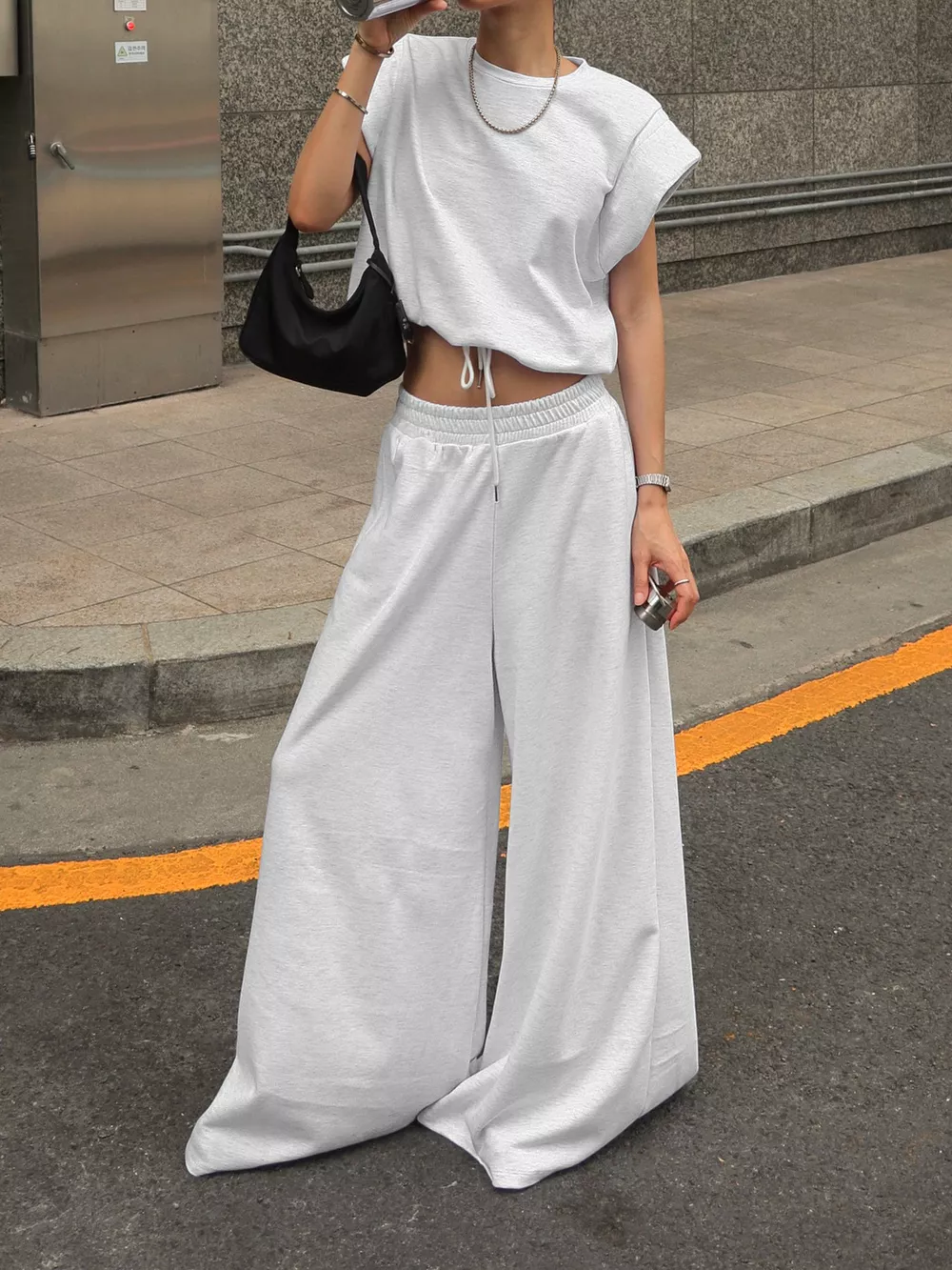 Round Neck Top and Wide Leg Pants Set, image 16