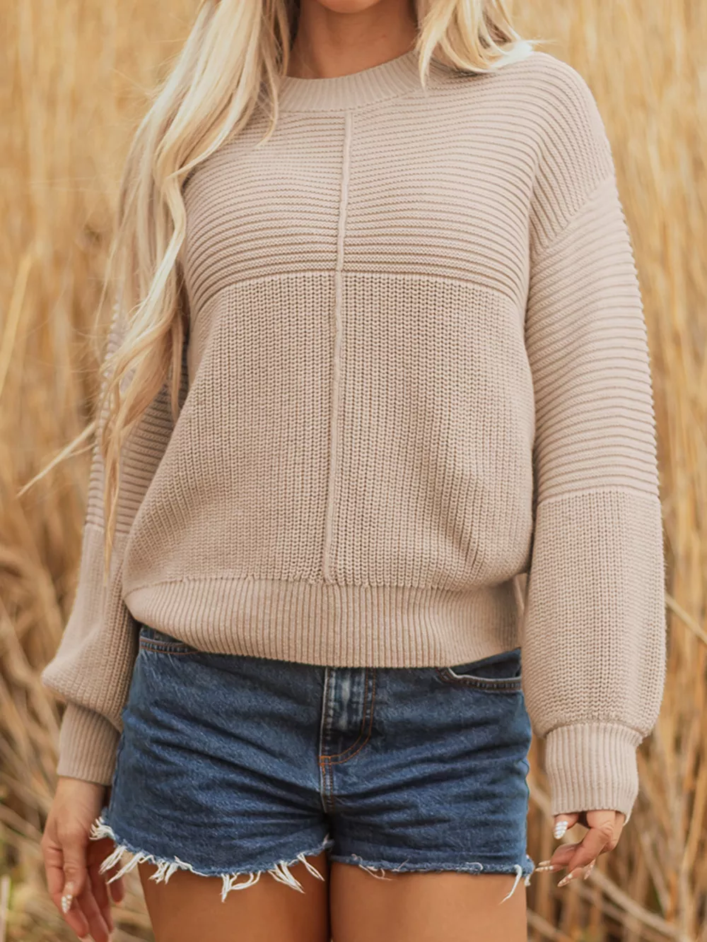 Texture Knitted Dropped Shoulder Sweater, image 11