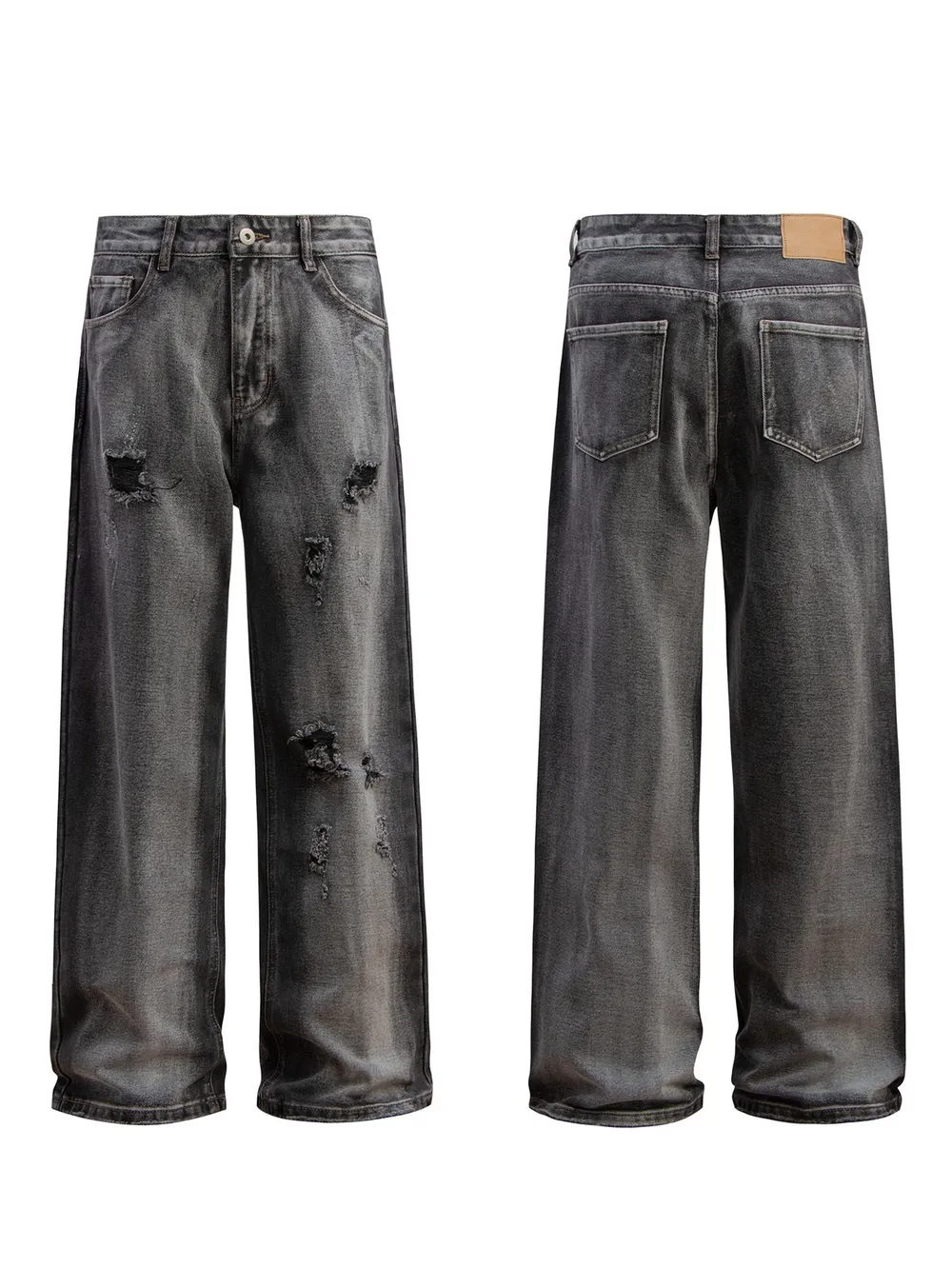 Men's Distressed Wide-Leg Jeans, image 3