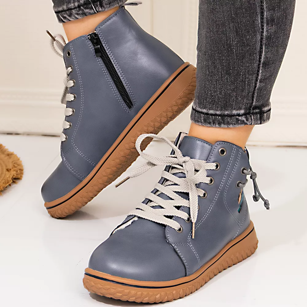 Lace-Up Ankle Boots with Zipper Detail, image 6