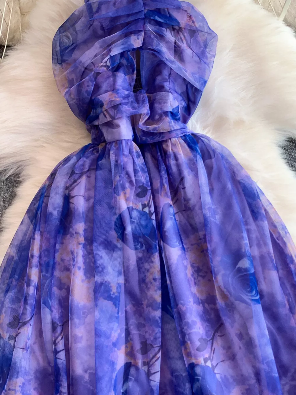 Floral Print Ruffled Layered Mesh Dress, image 19