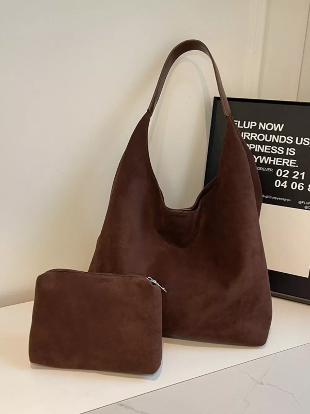 Solid Color Suede Tote Bag, image 8