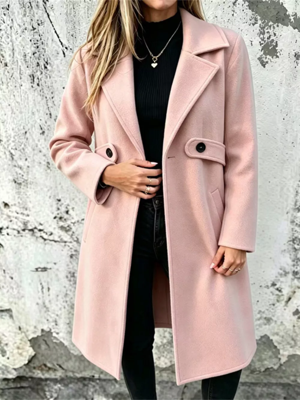 Full Size Lapel Collar Longline Overcoat Plus Size, image 13
