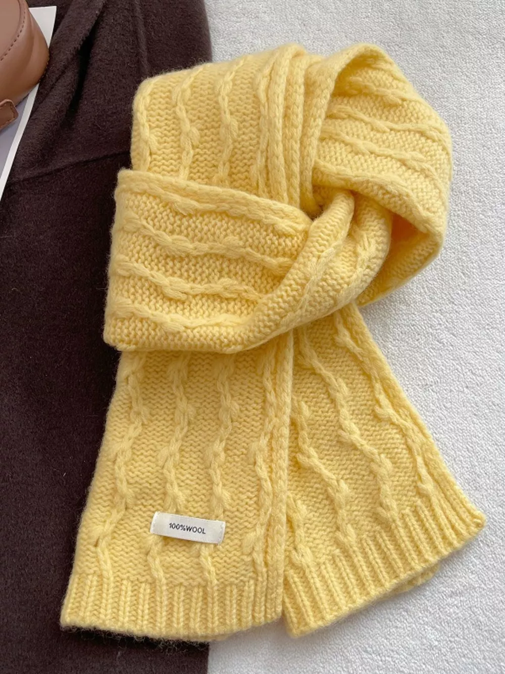 Wool Cozy Cable Knit Scarf, image 4