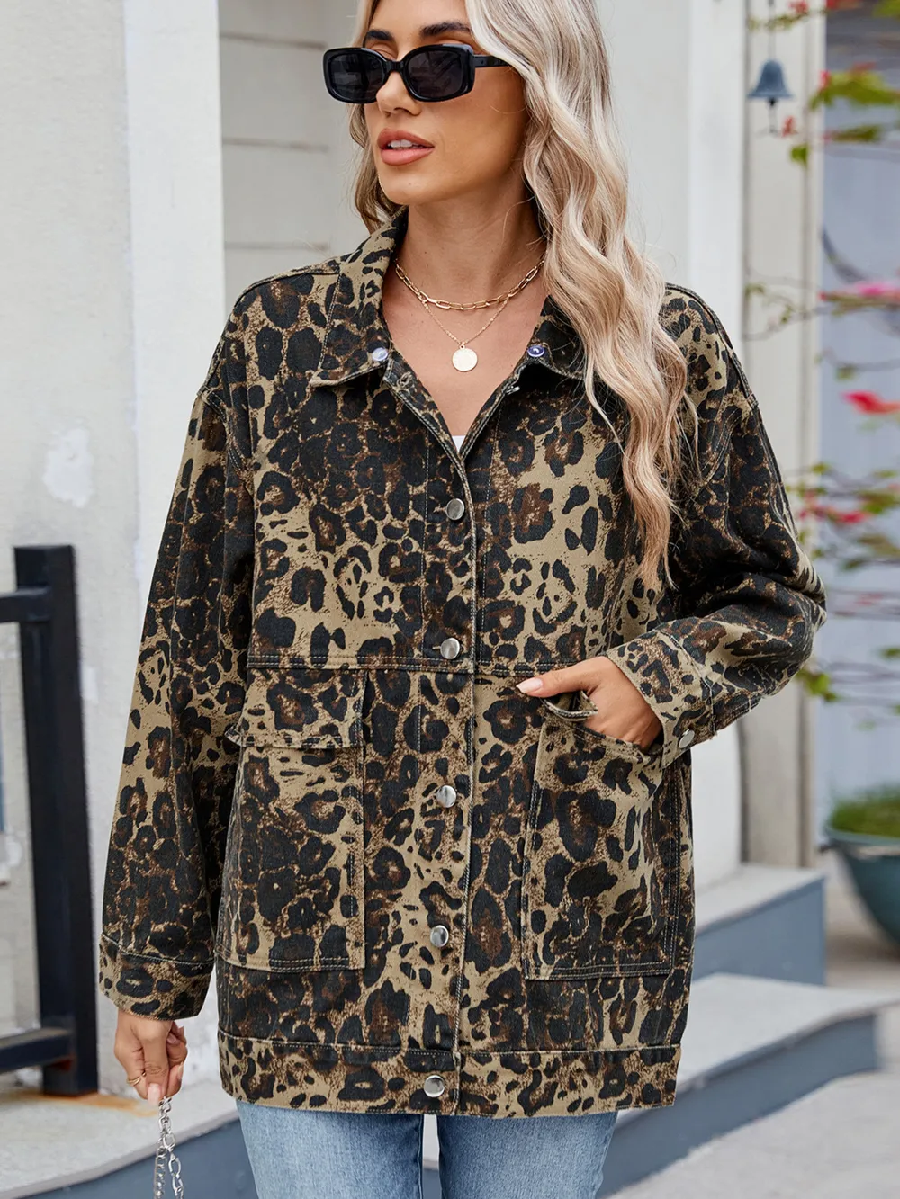 Button Up Long Sleeve Denim Jacket, image 29