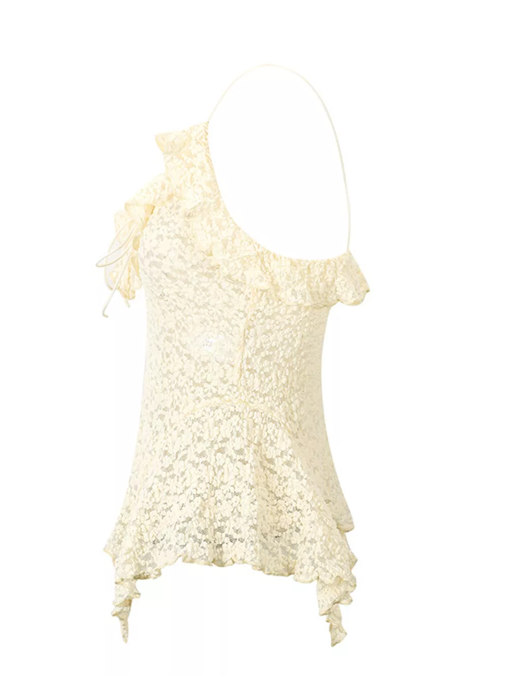 Lace Ruffle Trim Tie-Front Cami, image 7