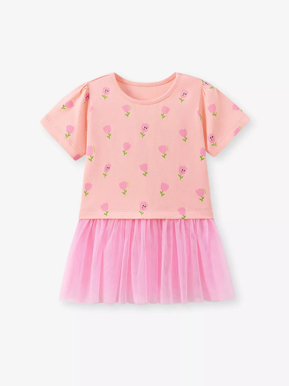 Children's Floral Print Tulle Layered Dress, image 5