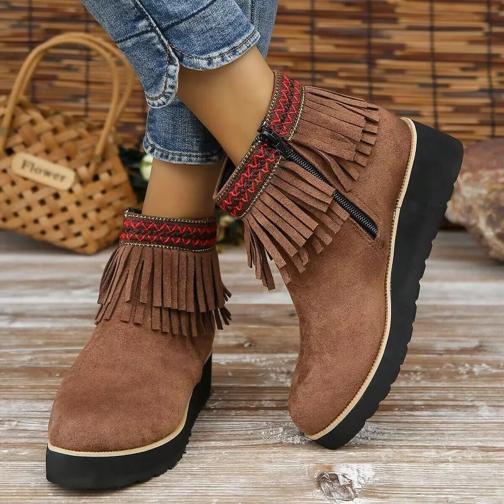 Fringe Round Toe Ankle Boots, image 13