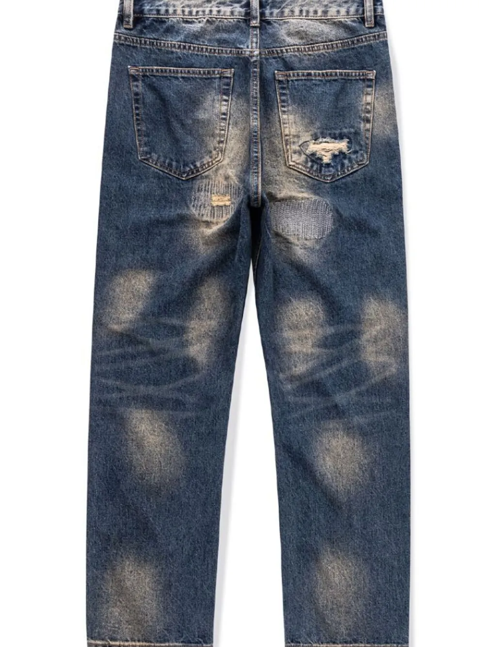 Men's Distressed Wash Relaxed Fit Wide Leg Jeans, image 7